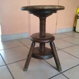 Old solid oak stool adjustable in height 50