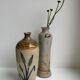 Bottle / soliflore in stoneware artisanal pottery signed "La Roquebrou" 70s