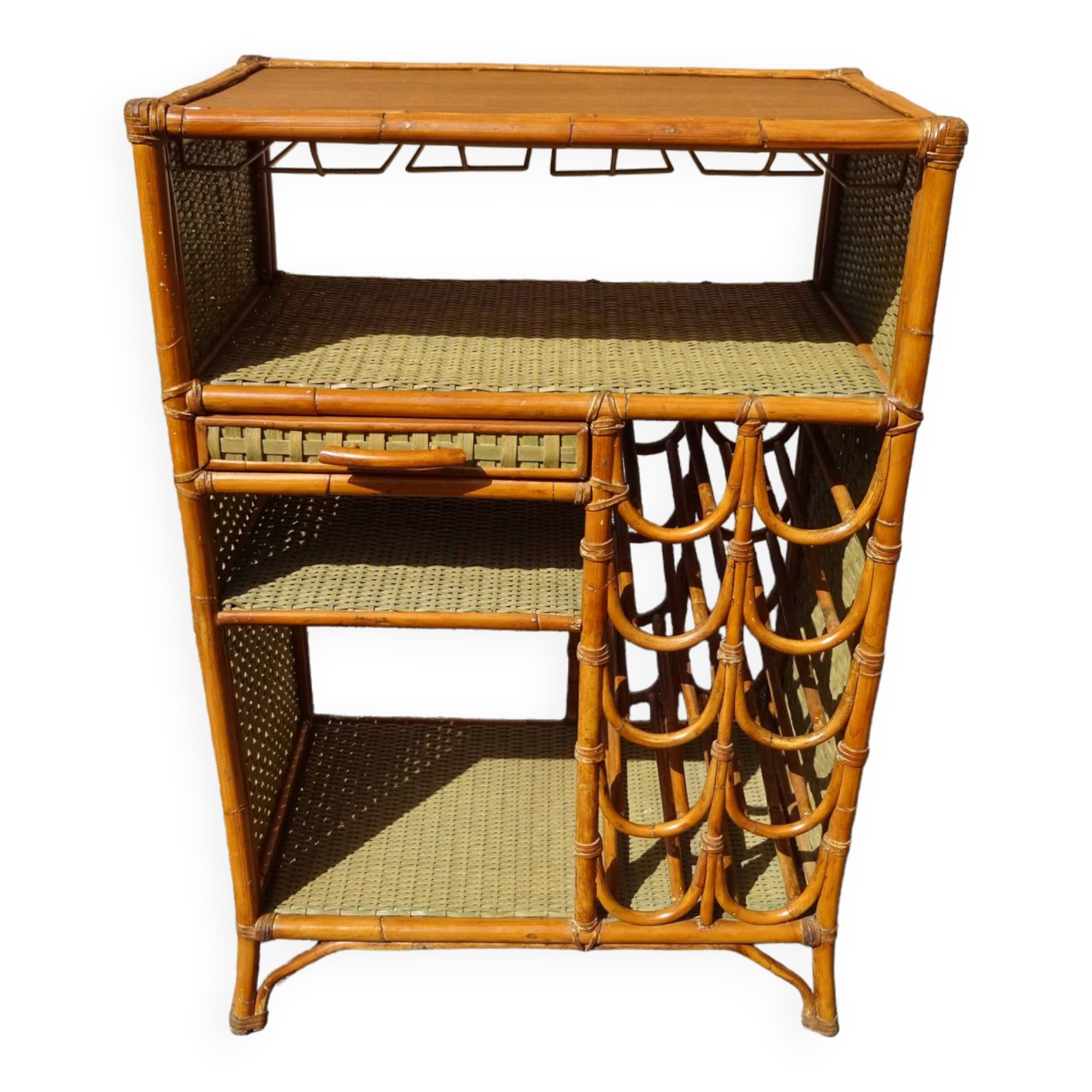 Vintage rattan bar cabinet from the 60s/70s