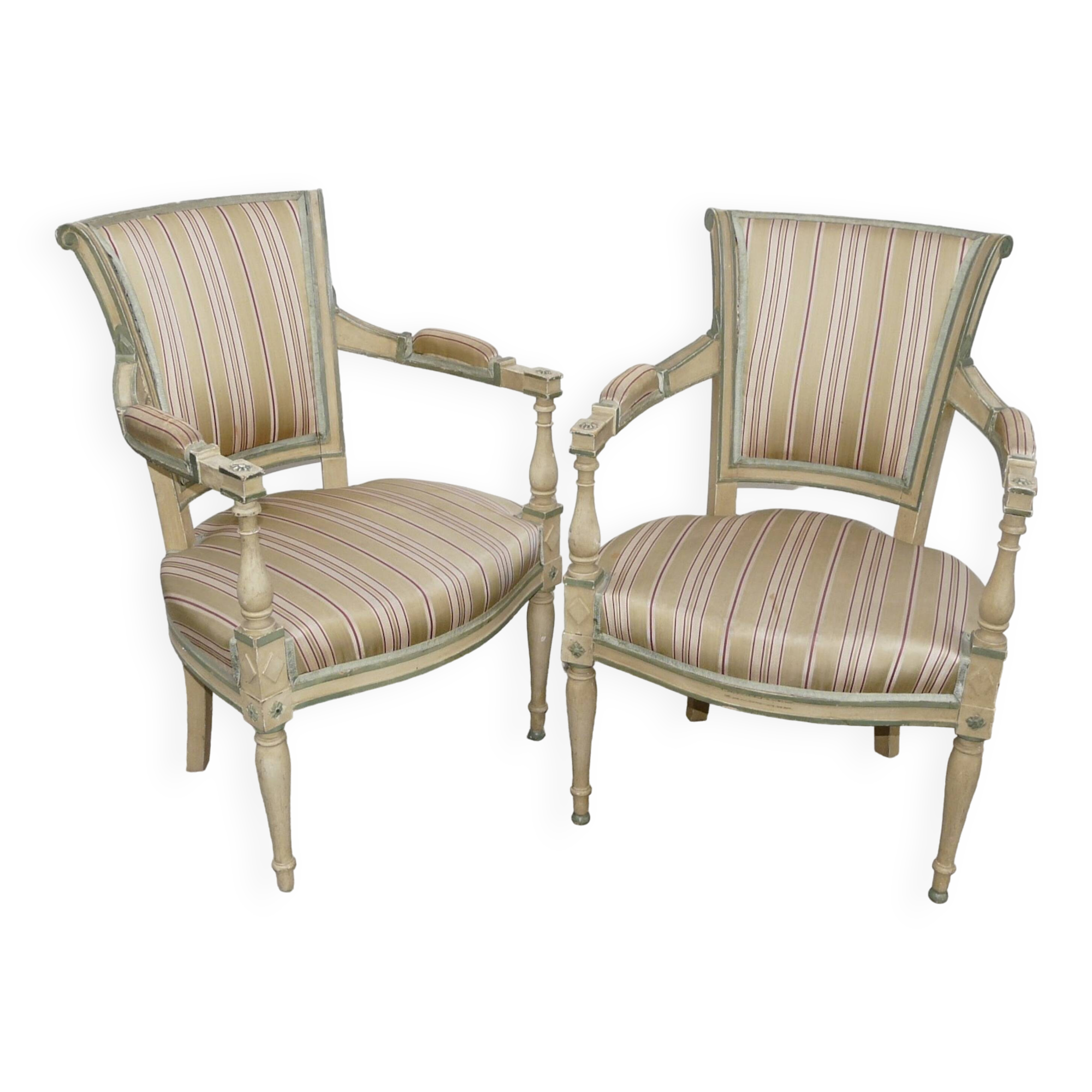 Pair of Directoire style cabriolet armchairs