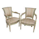 Pair of Directoire style cabriolet armchairs