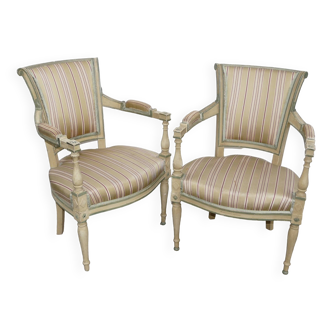 Pair of Directoire style cabriolet armchairs