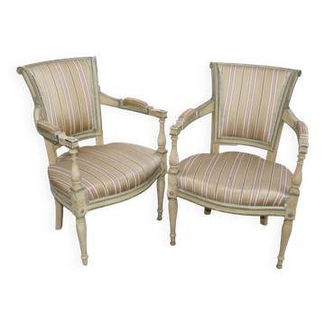 Pair of Directoire style cabriolet armchairs