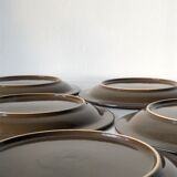 6 Japanese plates in Haniwa Stone glazed stoneware, Arafura model