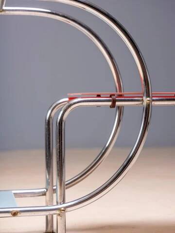 Support de plante en acier tubulaire Bauhaus par Emile Guyot, étagères en verre coloré, milieu du 20e siècle, Tchécoslovaquie, 90 × 30 × 105 cm