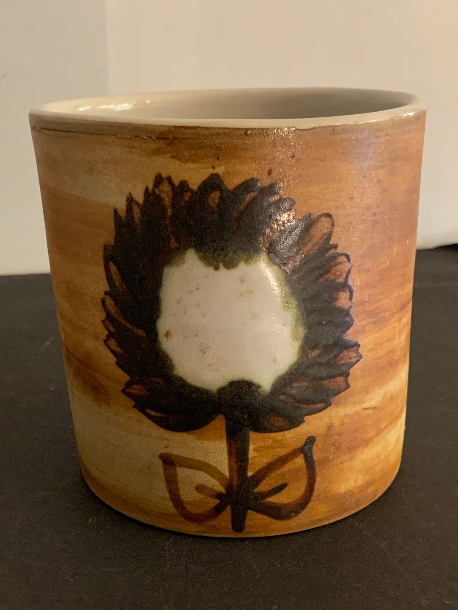 2 pots Pottery of La Colombe model sandstone flower 1970/1980