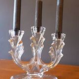 Vintage tripod candle holder from the 70s in molded glass