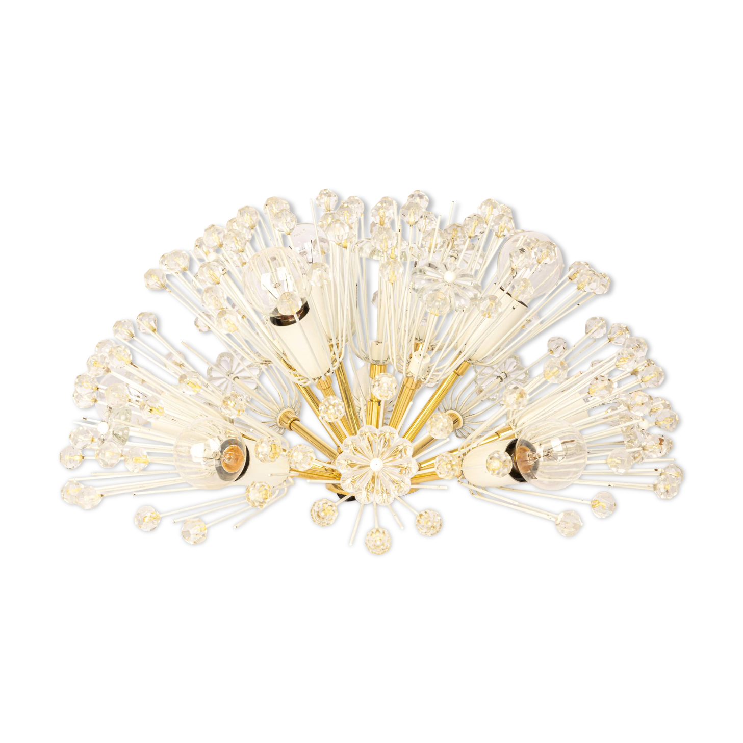 Star Ceiling Light in Brass and Crystal by Emil Stejnar, Austria, 1960s