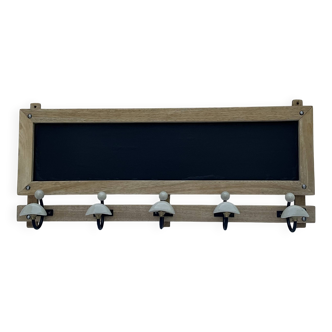 Wall-mounted coat rack with porcelain hooks