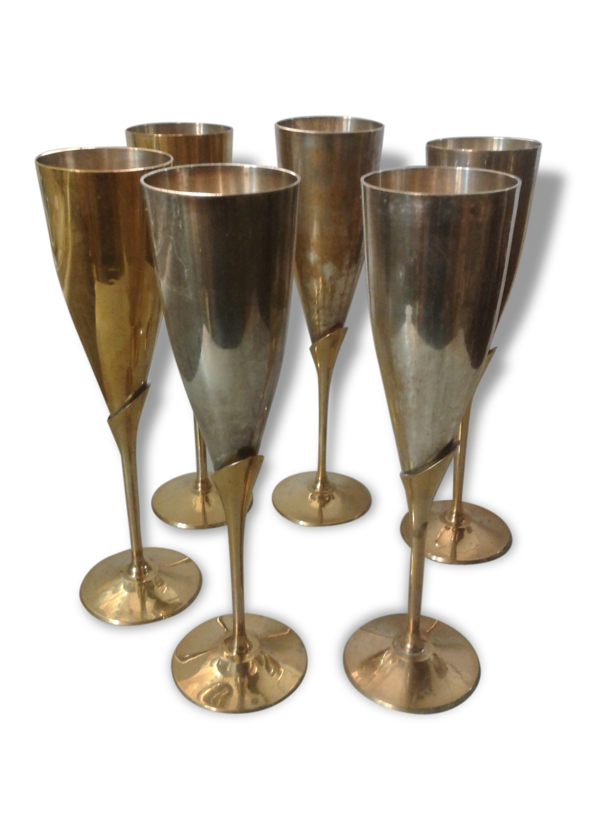 Série de 6 flûtes à champagne métal Selency
