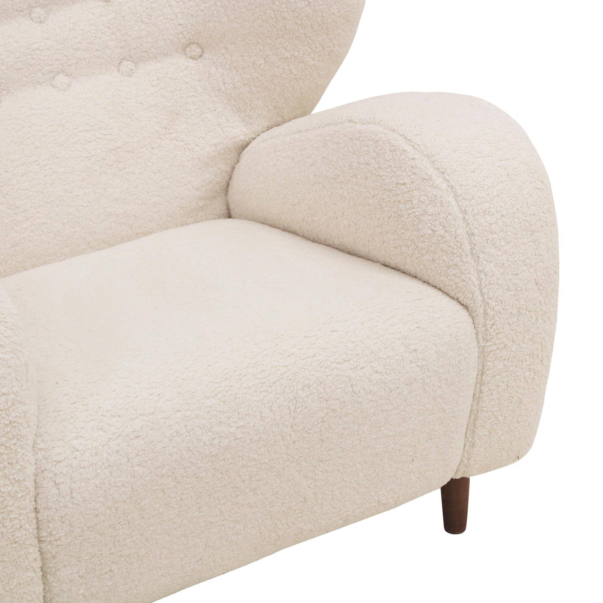 Late 20th Century Wool and Solid Wood Pair of Armchairs, Norway