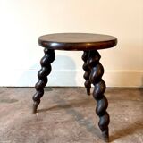 Turned wooden tripod stool