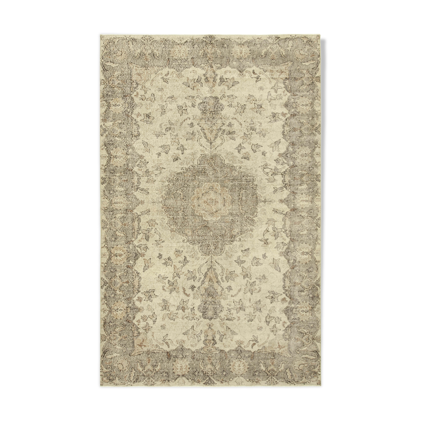 Handmade antique oriental beige rug 187 cm x 300 cm