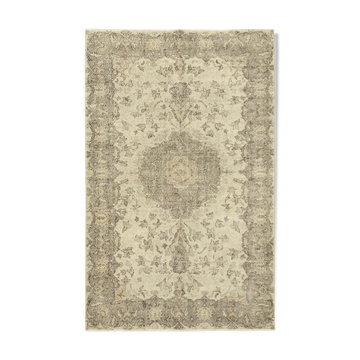Tapis beige oriental ancien fait à la main 187 cm x 300 cm