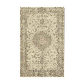 Handmade antique oriental beige rug 187 cm x 300 cm