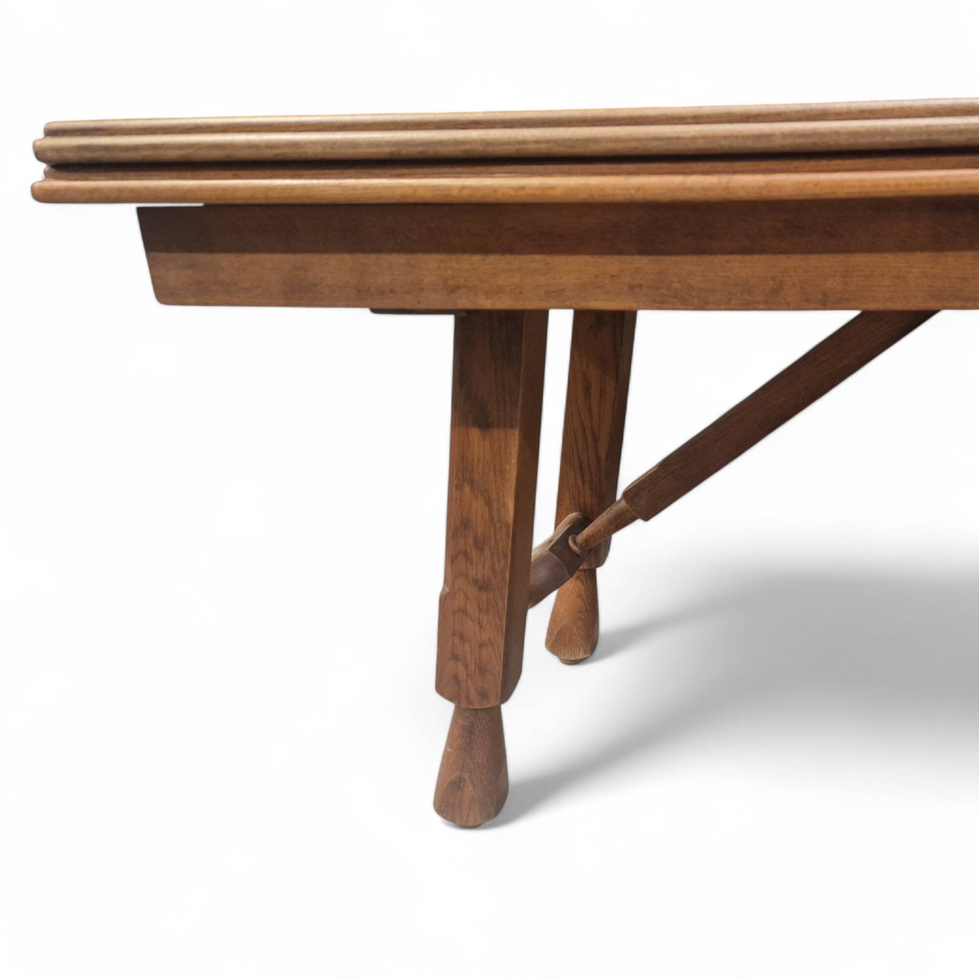 XXL Brutalist Oak Dining Table, Guillerme et Chambron