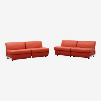 Mario Bellini Amanta modular sofa in orange leather for C&B Italy, 1960s