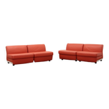 Mario Bellini Amanta modular sofa in orange leather for C&B Italy, 1960s