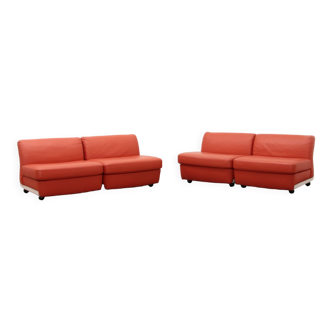 Mario Bellini Amanta modular sofa in orange leather for C&B Italy, 1960s