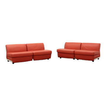 Canapé modulable Mario Bellini Amanta en cuir orange pour C&B Italie, 1960