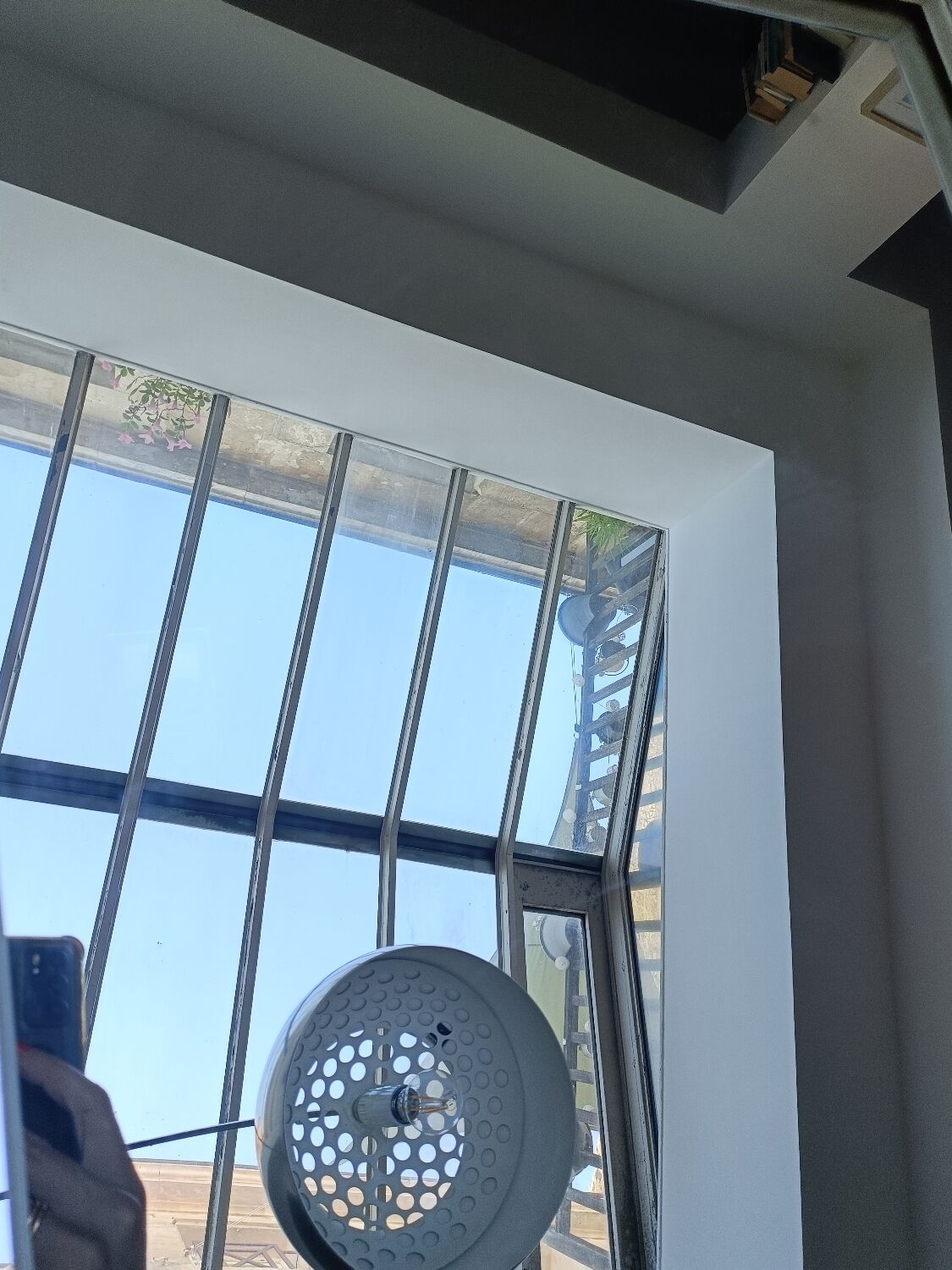 Large vintage tufted velvet mirror