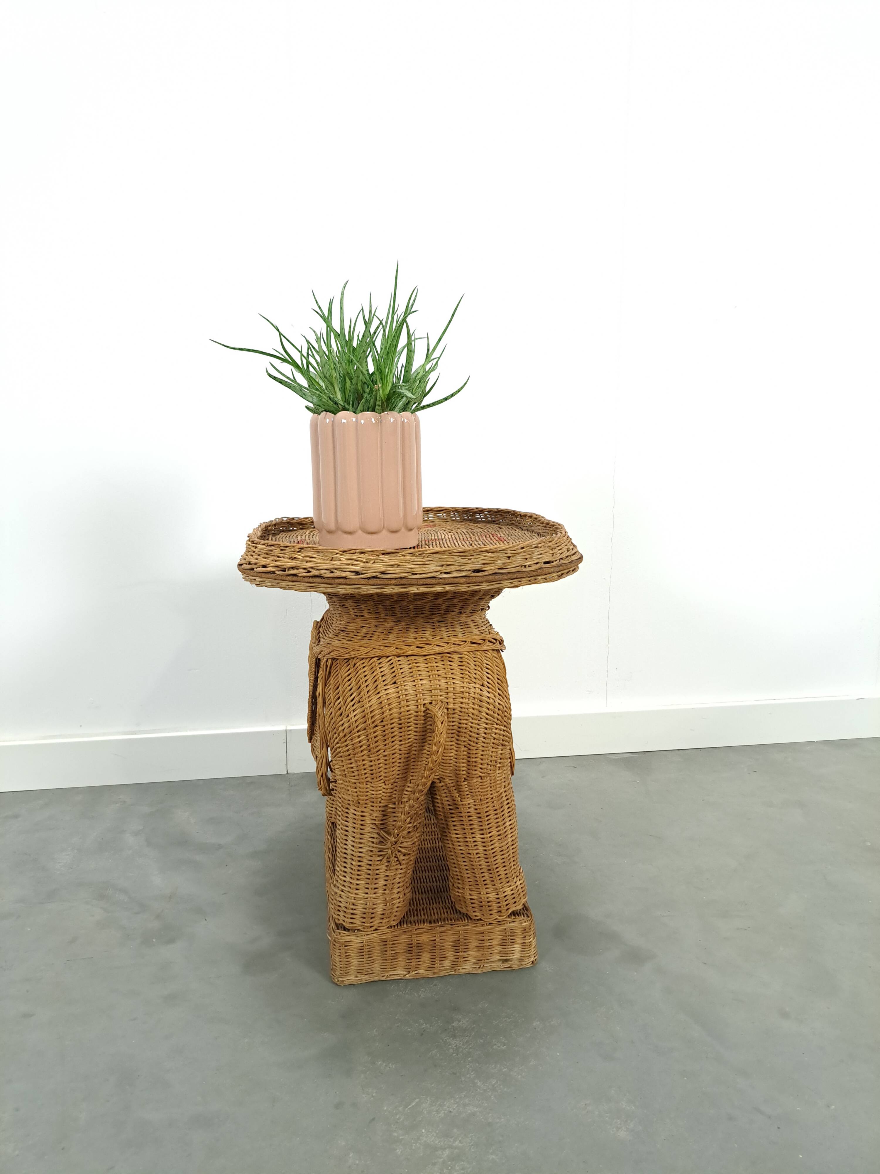 Rattan elephant table vintage side table