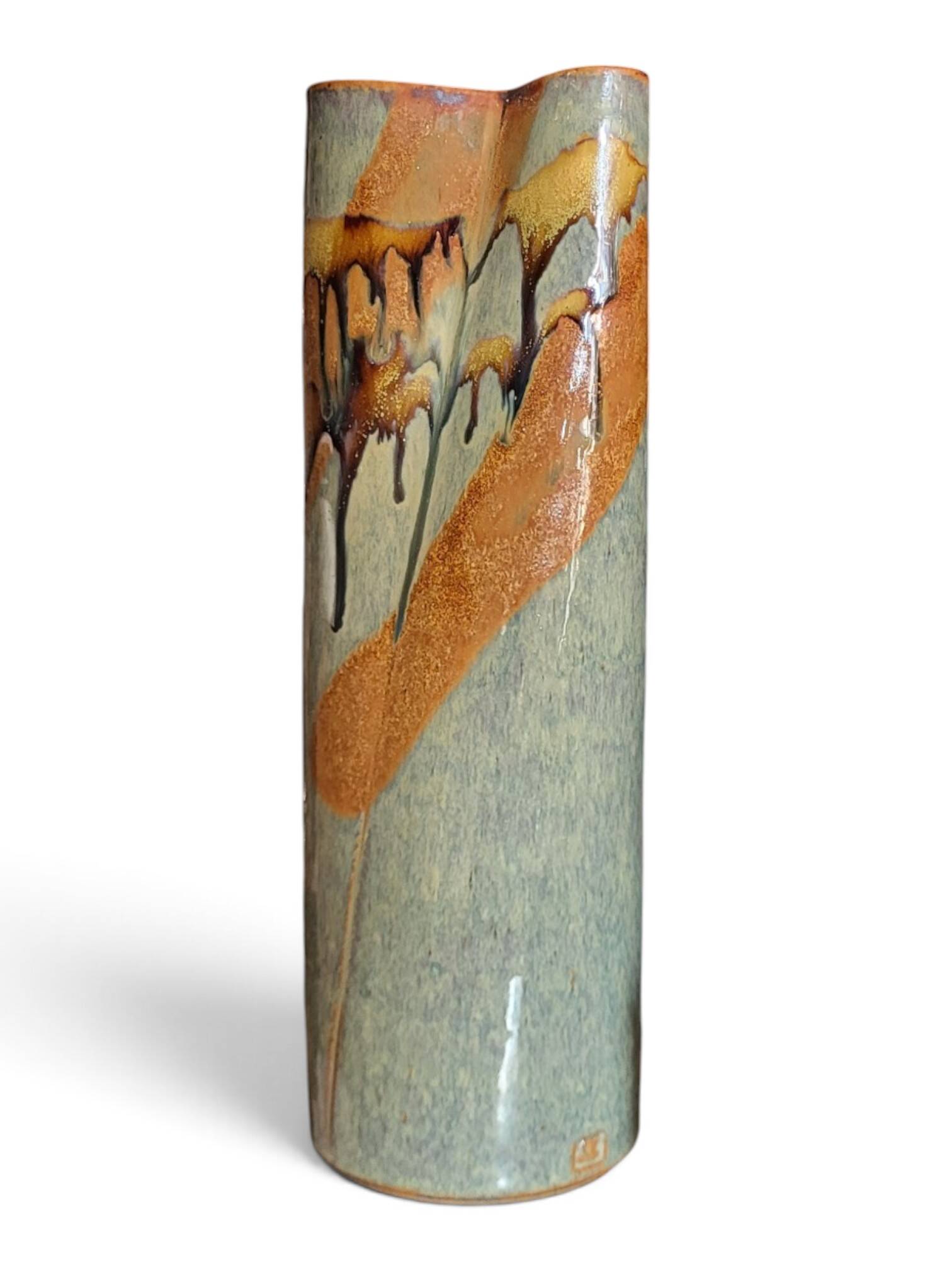 Roll vase in stoneware from Puisaye — Jean Cacheleux