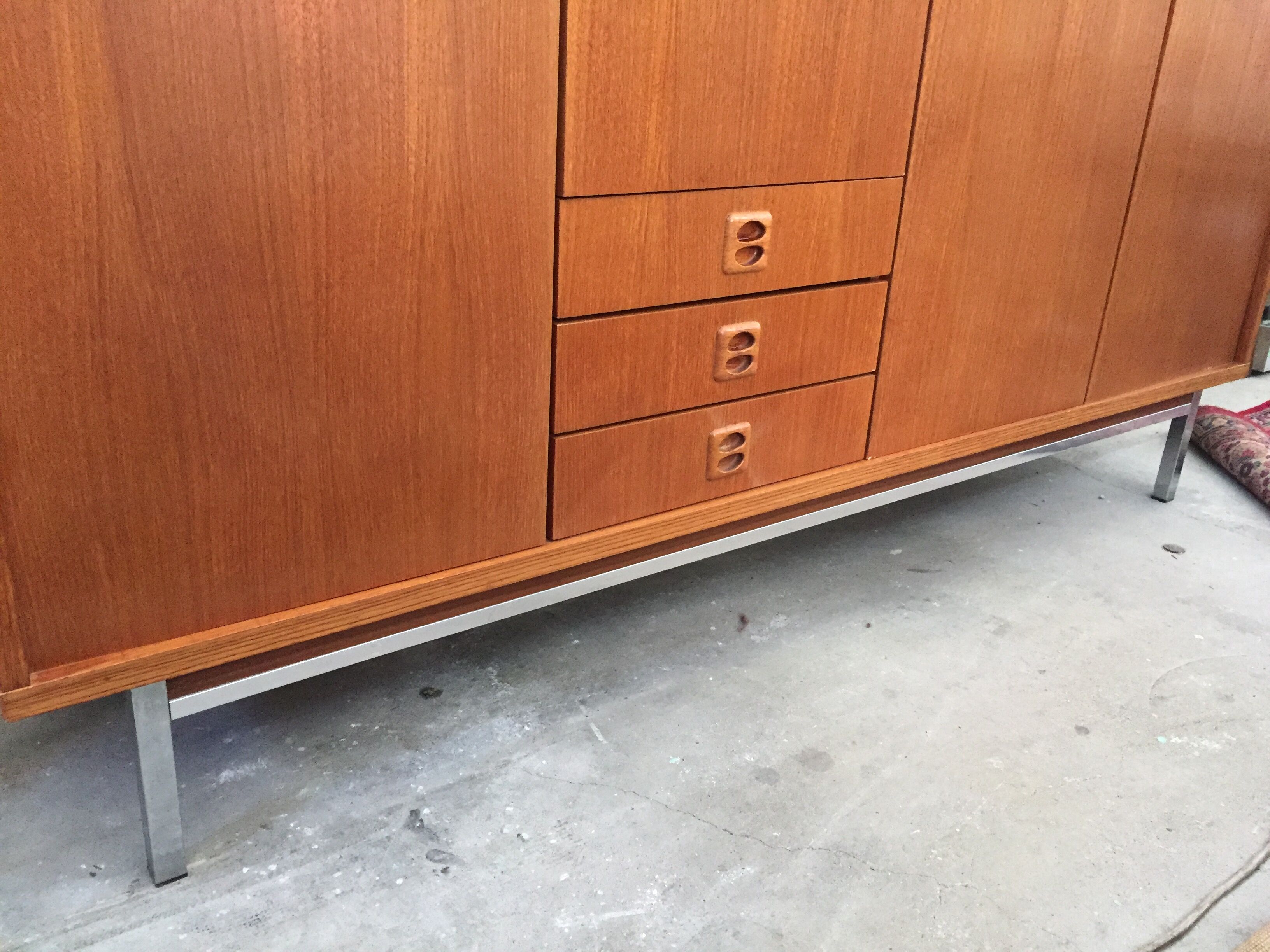 1960 plating chrome legs teak Cabinet