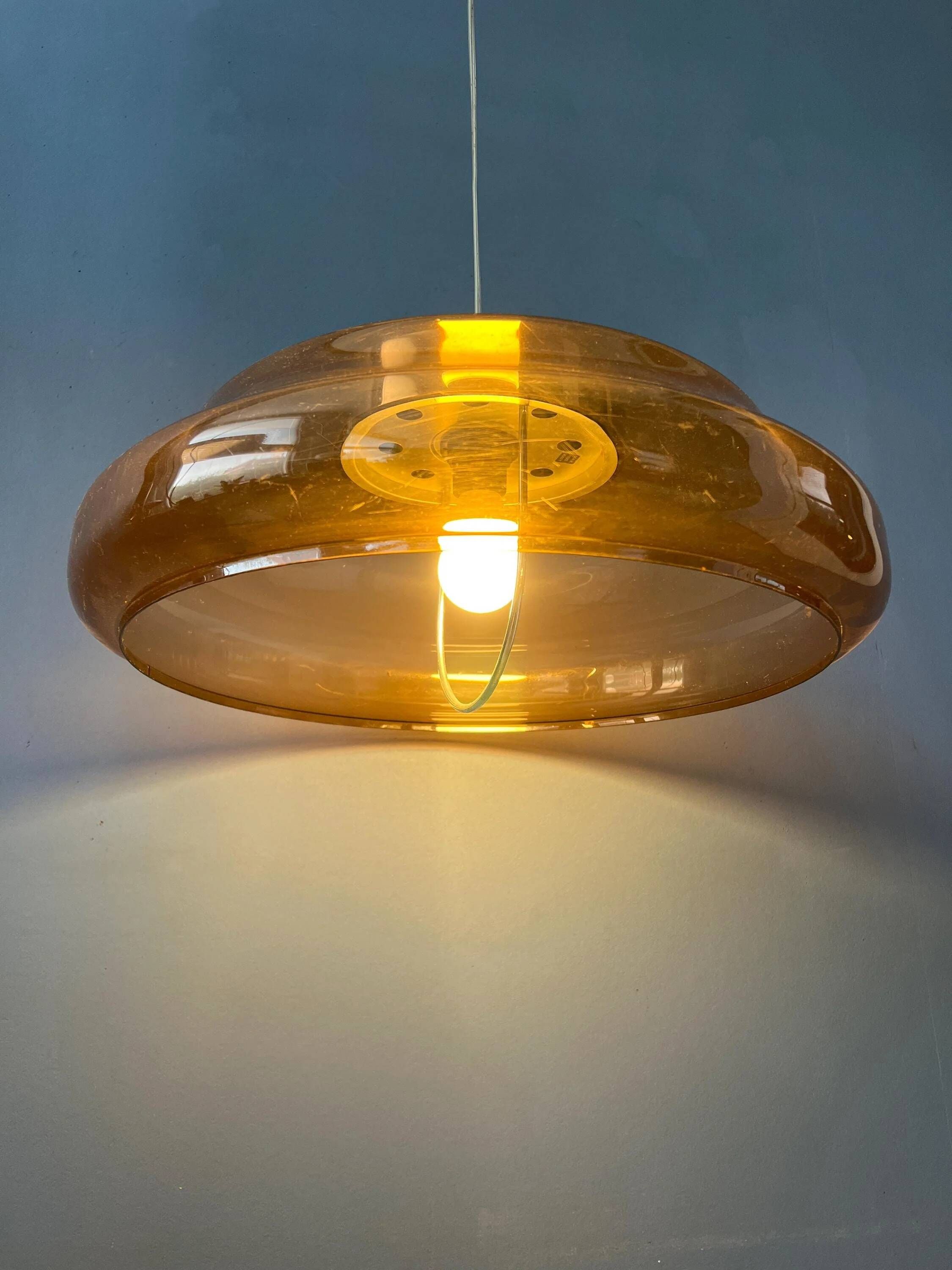 Suspension Space Age UFO en plexiglas orange/marron