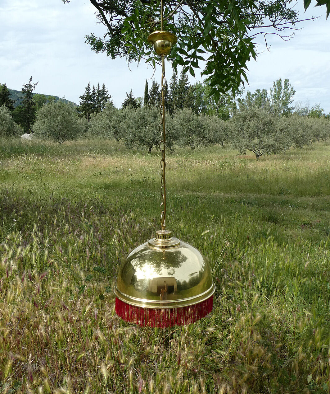 Bistro fringe pendant light, solid brass billiard table