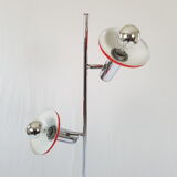 Two red lights and chrome floor lamp