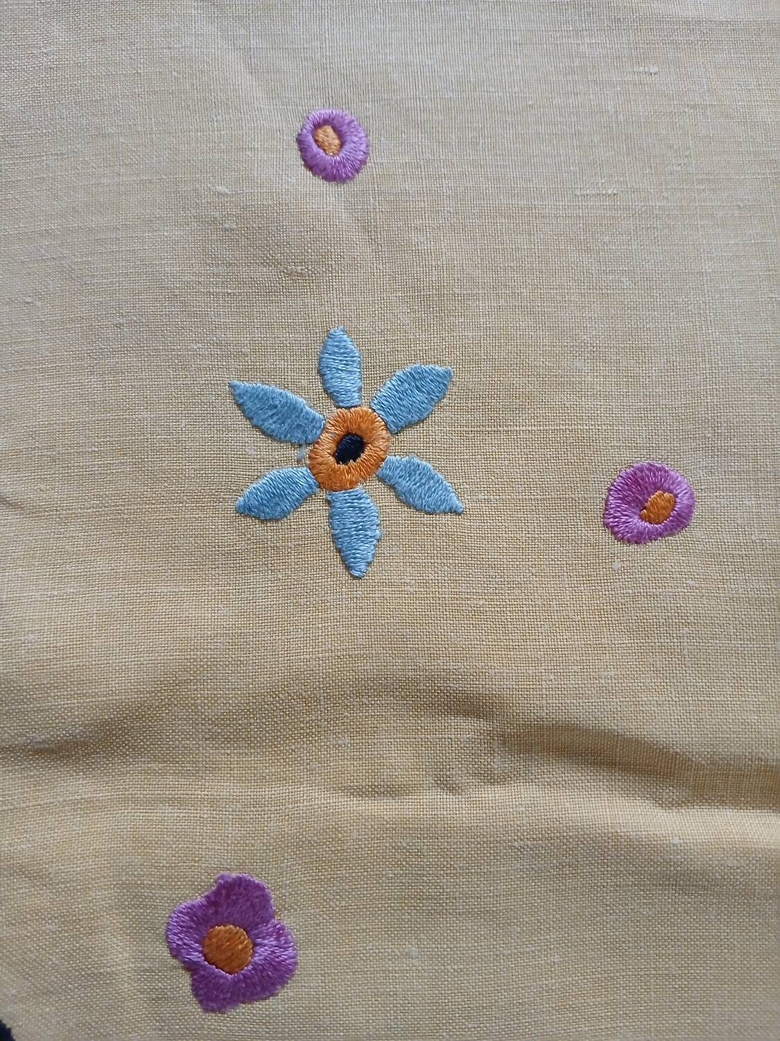Small antique embroidered tea tablecloth