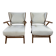 Armchairs (the pair) wood and boucle fabric 1950s