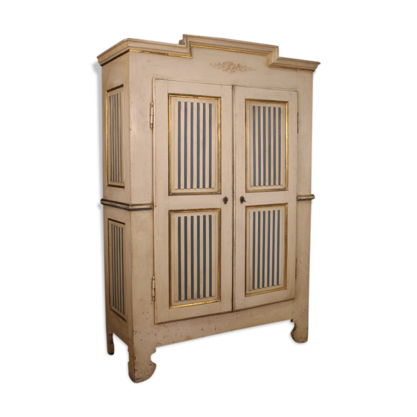 Antique lacquered and gilded Italian wardrobe in Louis XVI style from 19th century