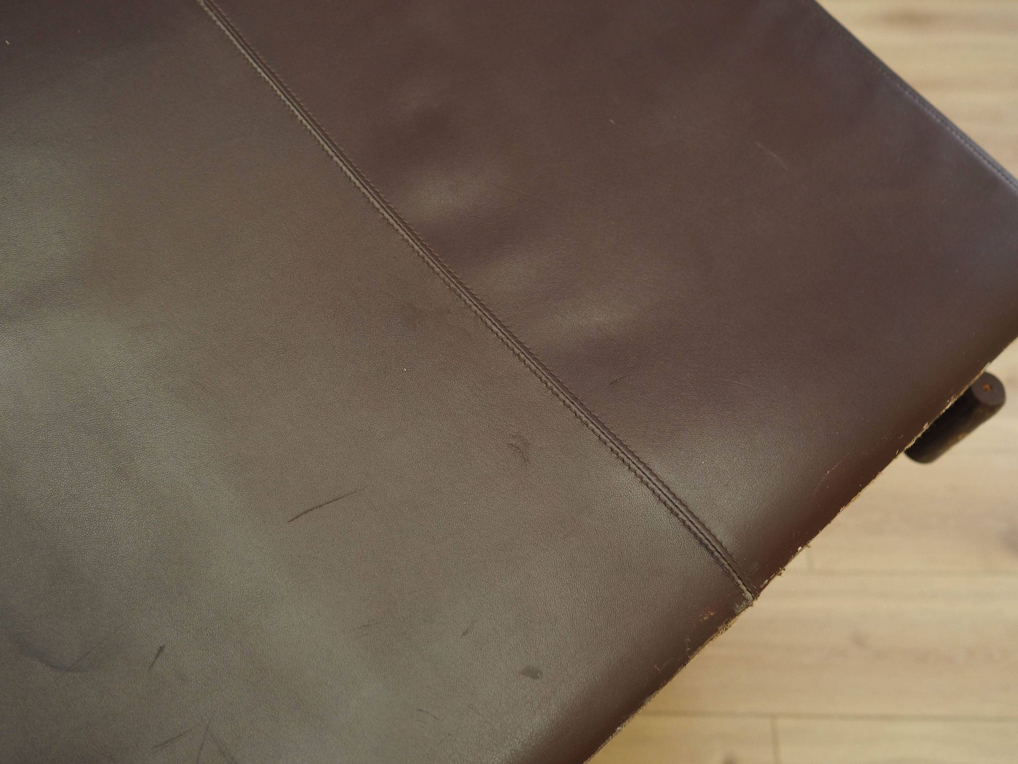 Brown leather armchair, Italian design, 1960s, production: Italy