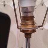 Aluminum table lamp and vintage mother-of-pearl tablets