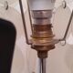Aluminum table lamp and vintage mother-of-pearl tablets
