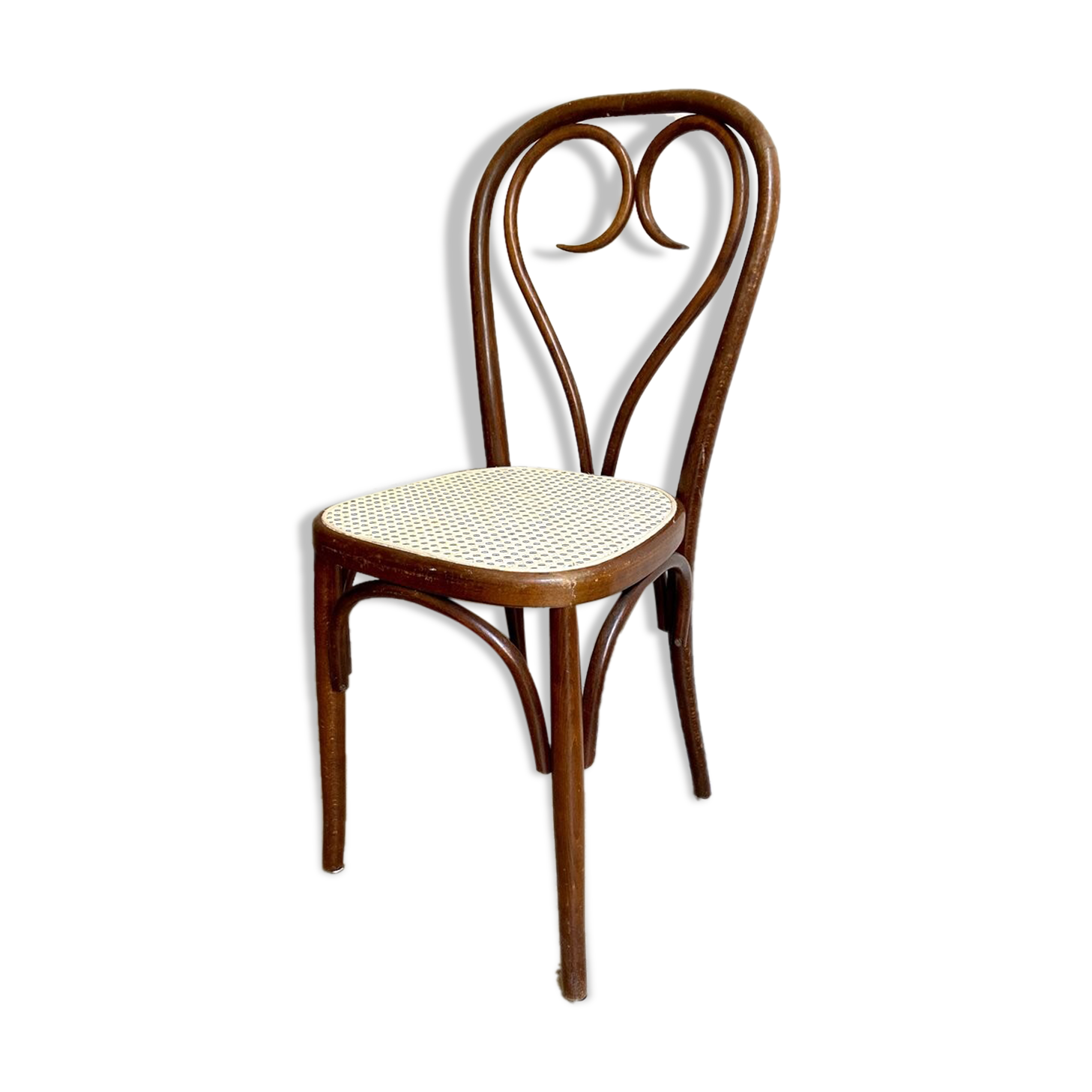 Bistro chair heart in arched beech and canning