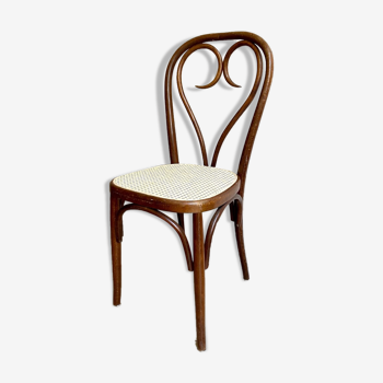 Bistro chair heart in arched beech and canning