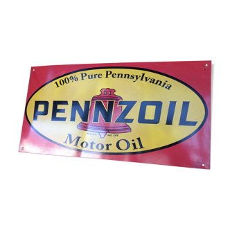 Plaque publicitaire métal peint non émaillée huile Pennzoil usa motor car oil no enamel