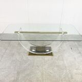 Vintage lucite and brass dining table, 1970s
