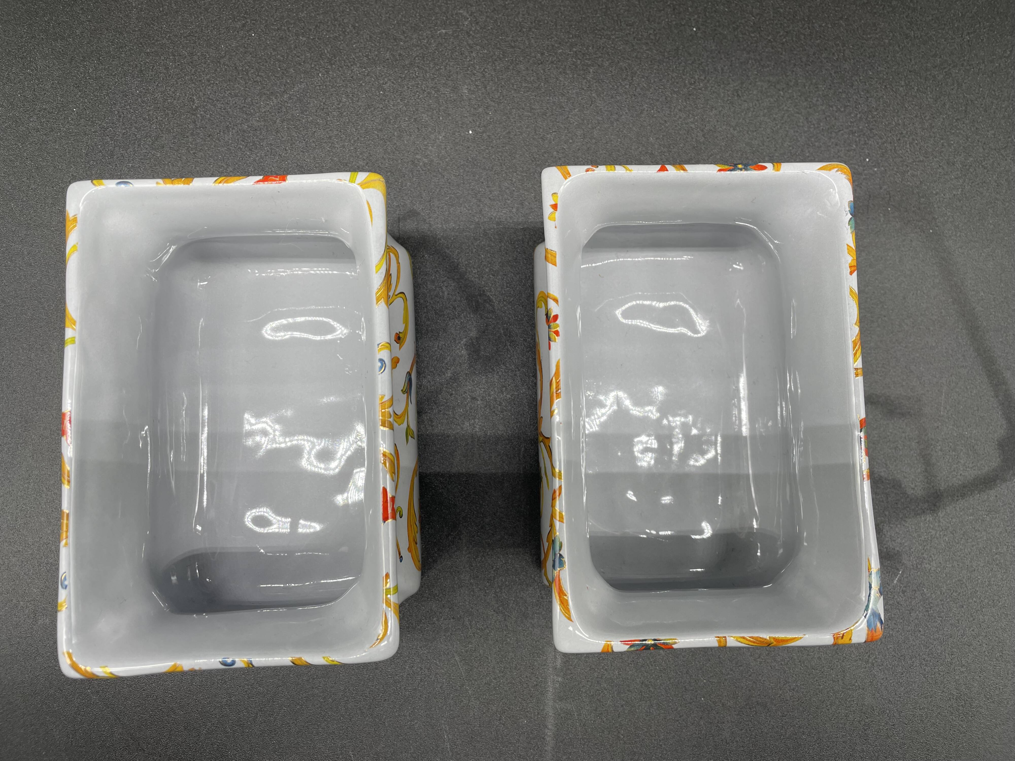 Pair of planters, Martinetti Paris, artisanal porcelain