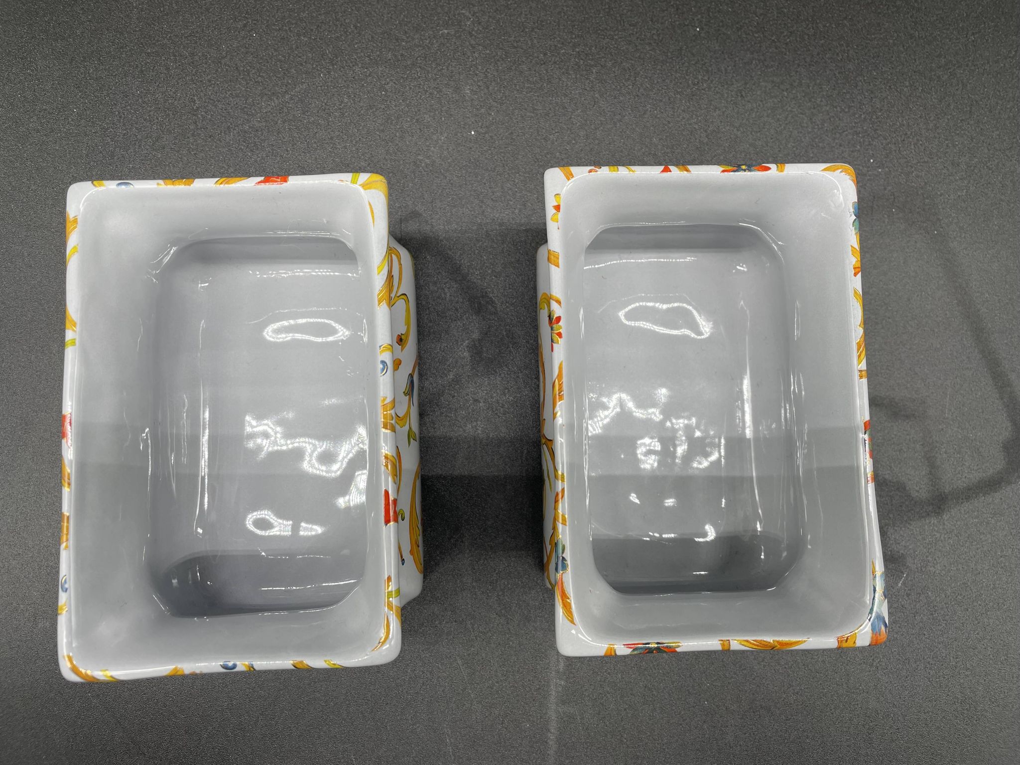 Pair of planters, Martinetti Paris, artisanal porcelain