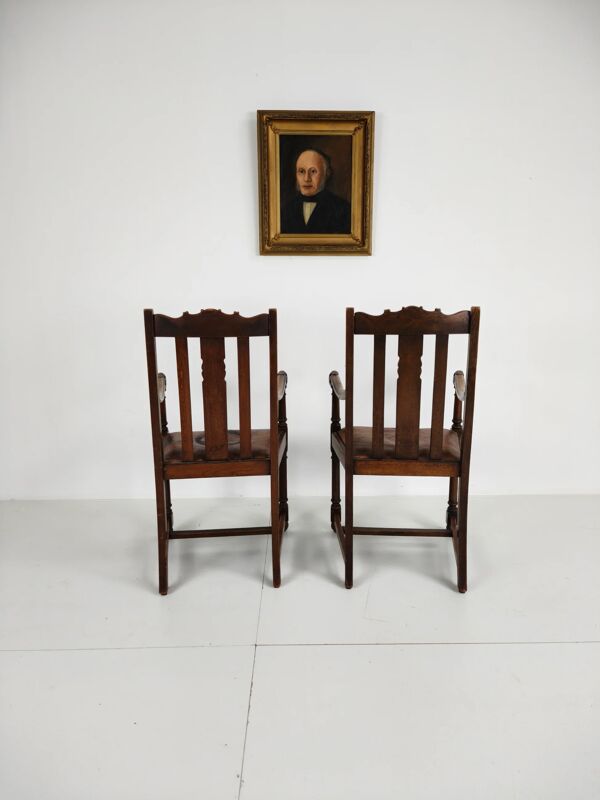 Paire de fauteuils en chêne F. Parker & Son – XIXe siècle anglais