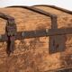 Large antique washed wooden trunk (c.1900) #66
