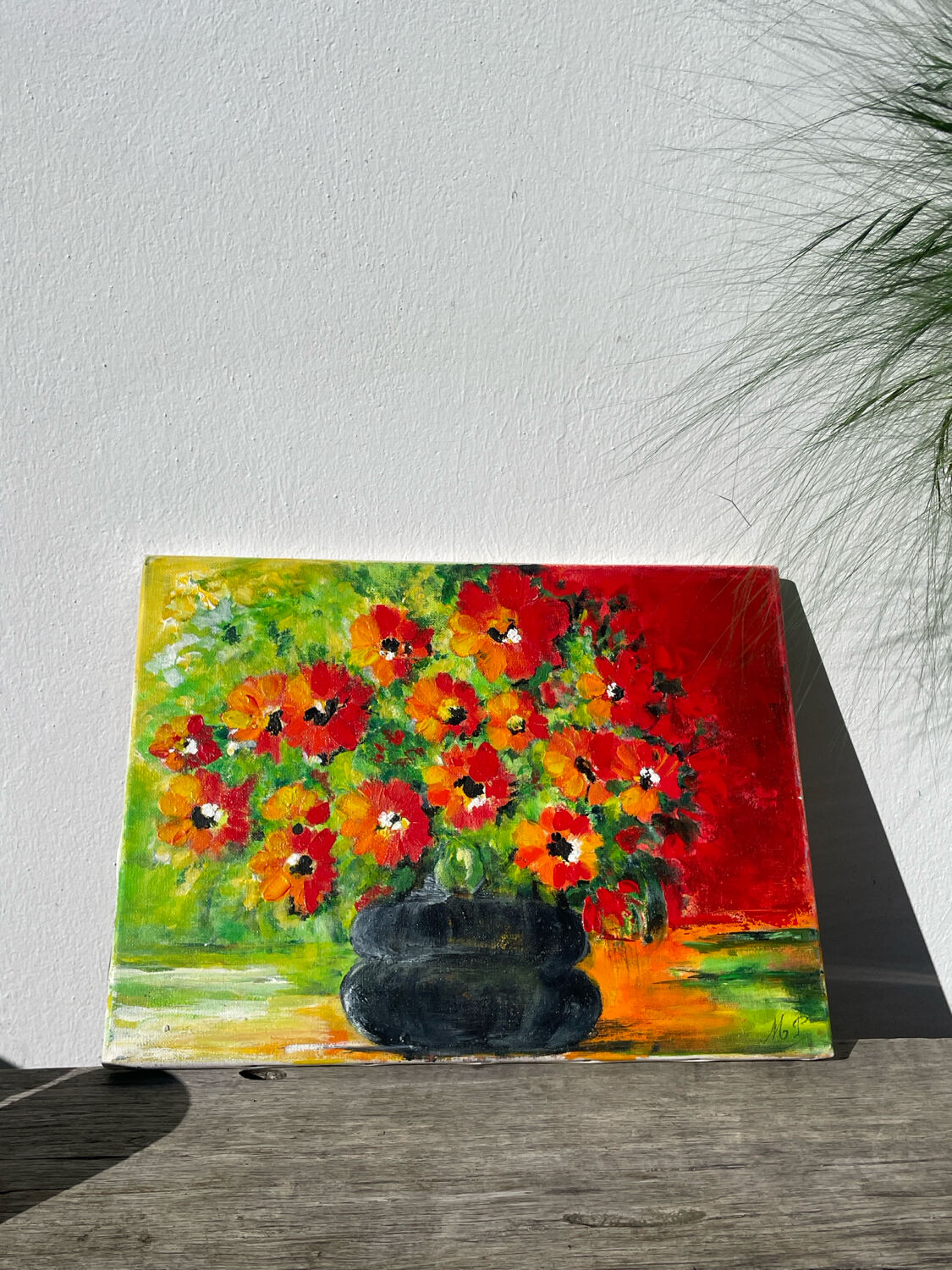 Bouquet de fleurs huile sur toile tableau