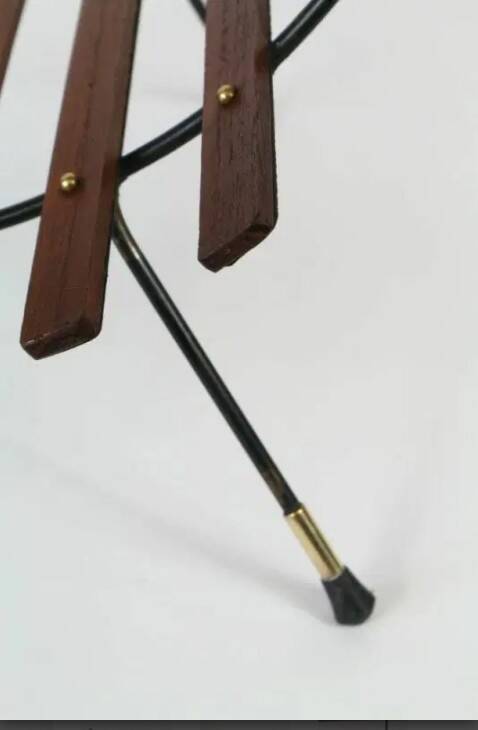 portariviste vintage legno metallo ed inserti in ottone