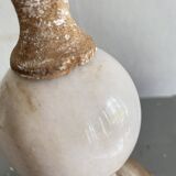 Wood and marble lamp, new 2M fabric cable, cotton lampshade