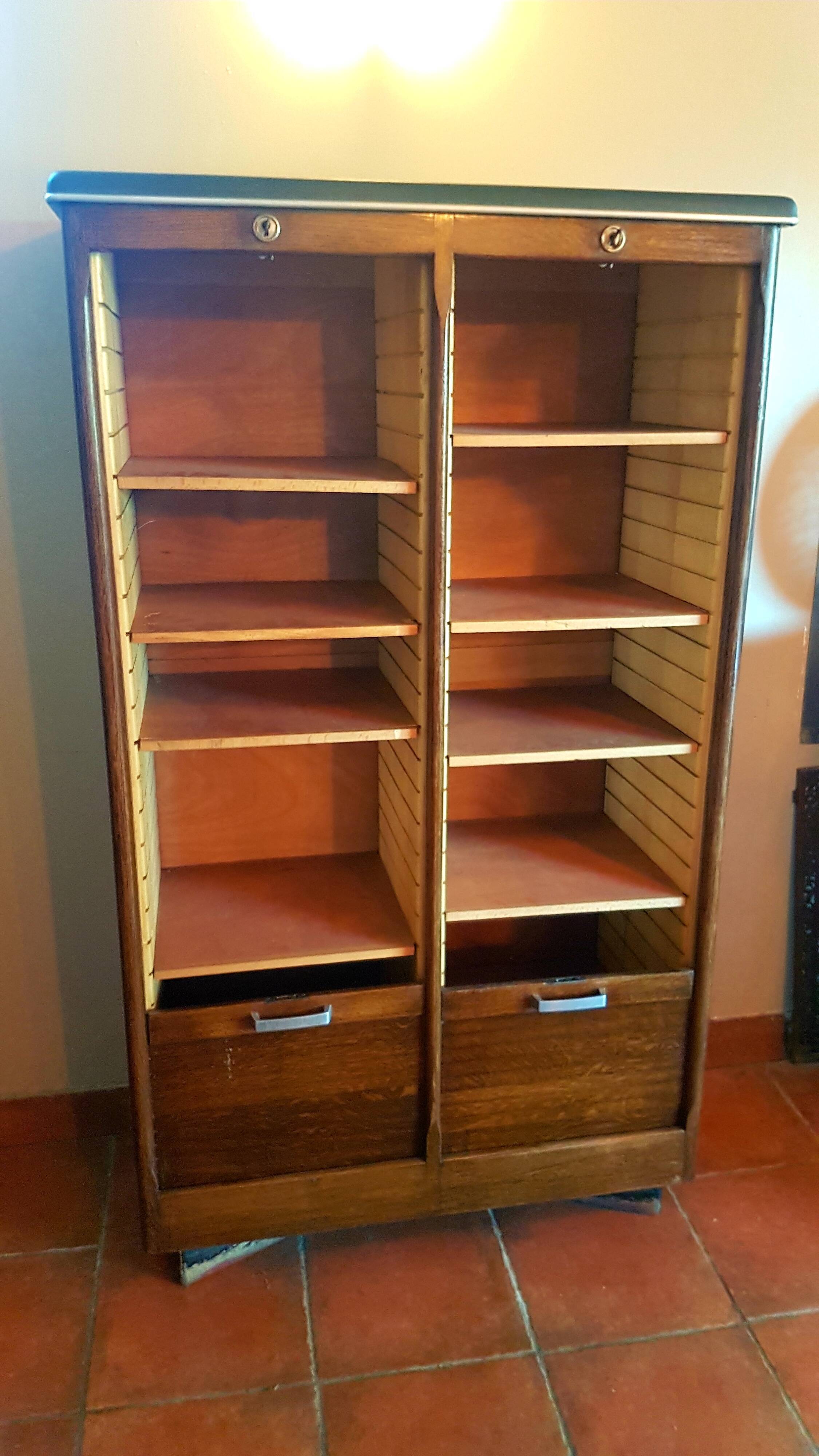Meuble classeur rideau burwood bois et cuir