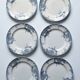 6 antique Boch Frères Keramis plates, Dauphin model, blue decoration, 19th-20th century.